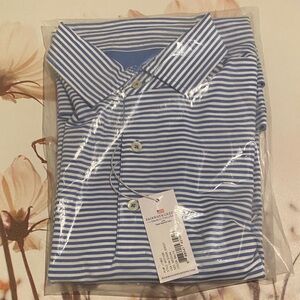 Fairway & Greene Striped Polo in Blue and White